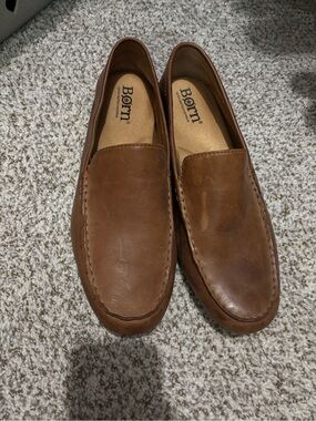 Born Men's Leather Slip-On Loafers in Cognac Brown